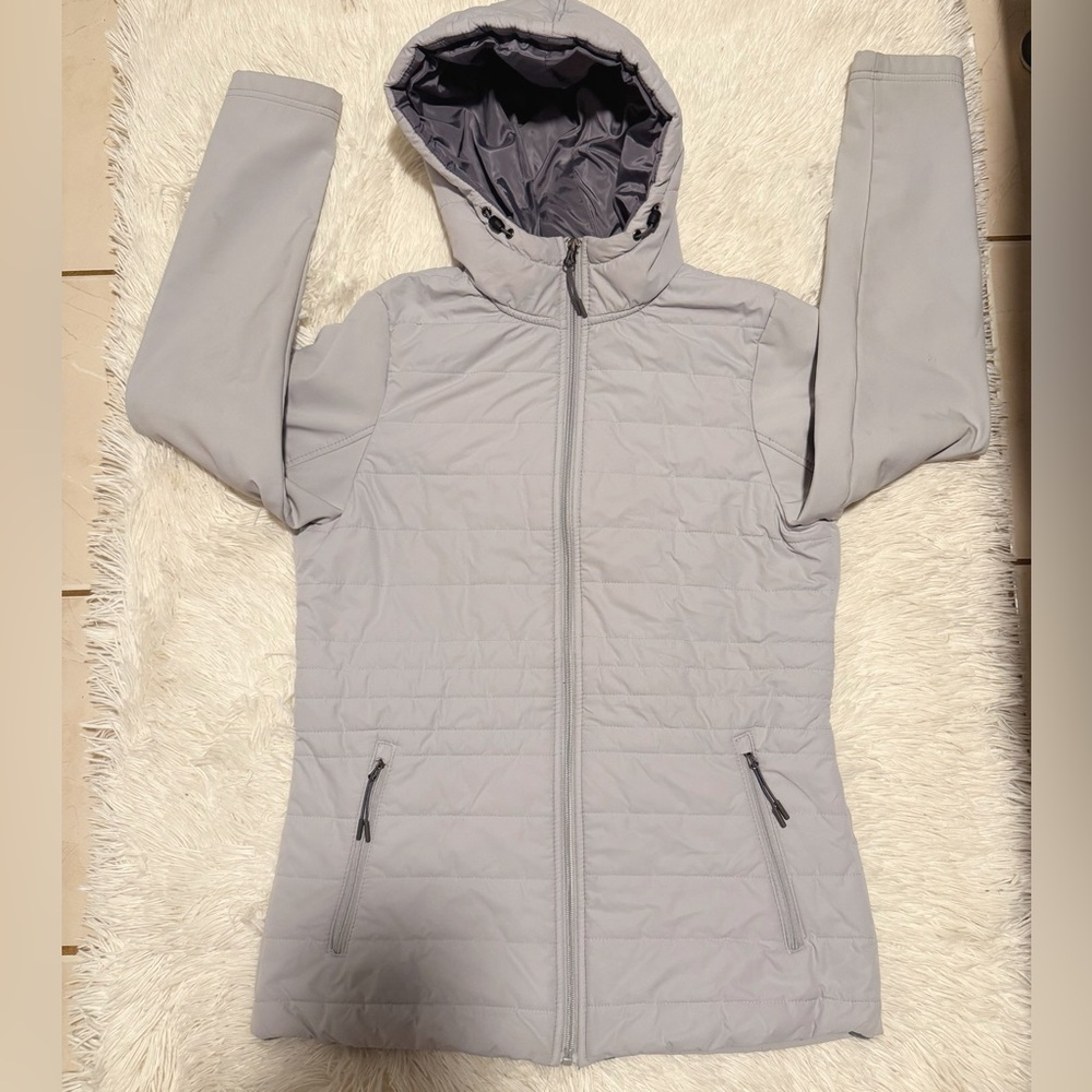 New Balance Light Gray Quilted Hooded Jacket - Women